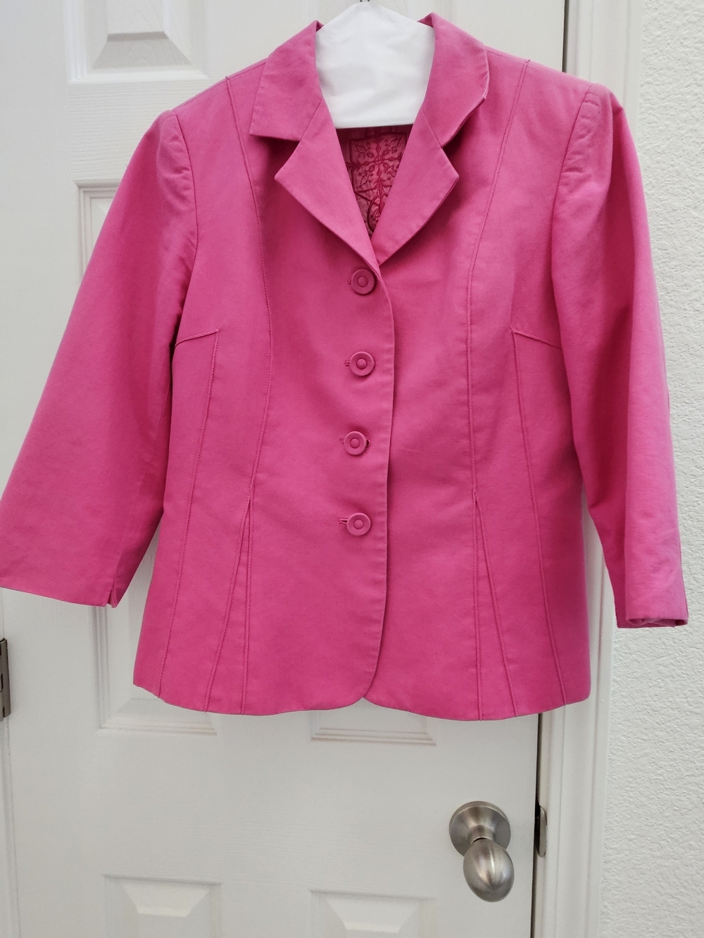 Bright Pink Tailored Button-Up Blazer